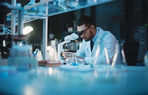 Specialists Working on Medicine, Biotechnology Research in Advanced Pharma Lab