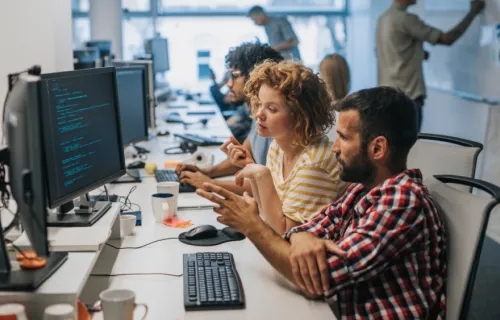 people working at computer