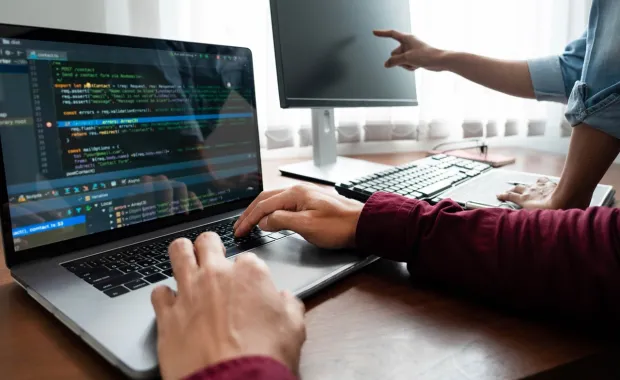 Engineer working on a laptop