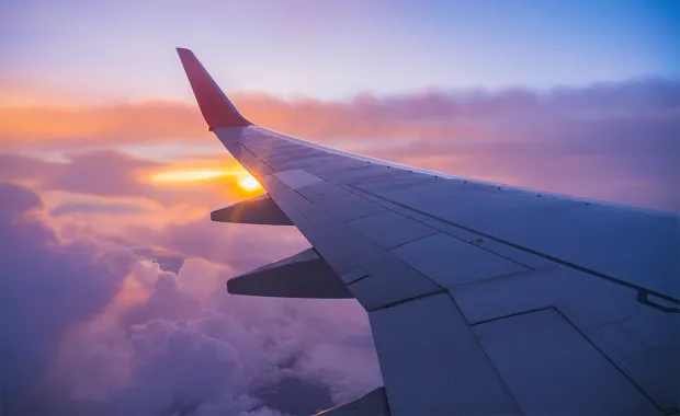 airplane wing in a skyscape 